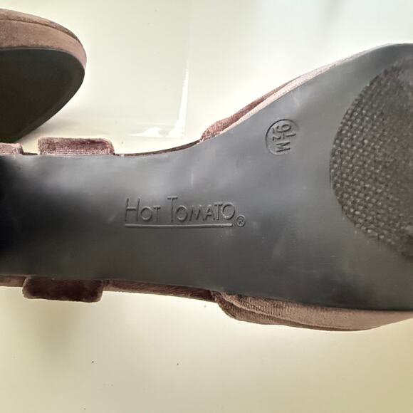 Hot Tomato Velvet Ankle Strap Block Heel Platform Heels Size 9.5M Night Out Y2K - Picture 9 of 11